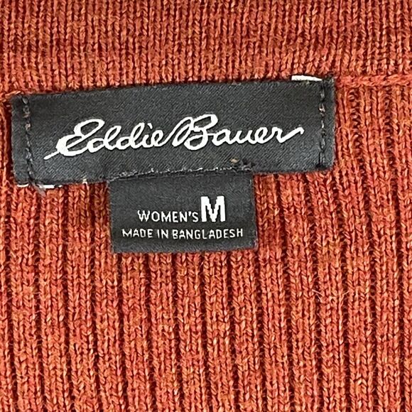 Eddie Bauer Lambswool Wool Blend Cardigan Orange Sweater Womens SIZE MEDIUM - Picture 7 of 9